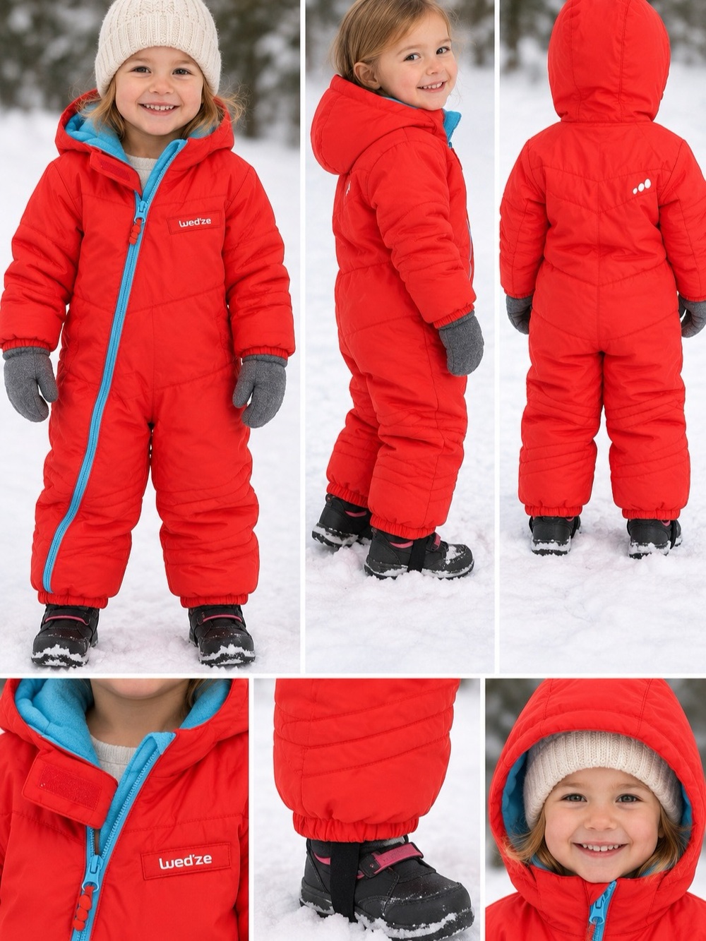 Decathlon Wedze Toddler 3Y Red Insulated One Piece Snowsuit Unisex